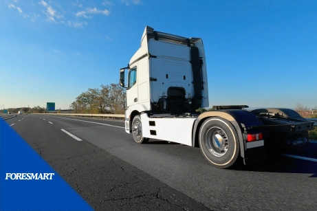a bobtail truck on the road