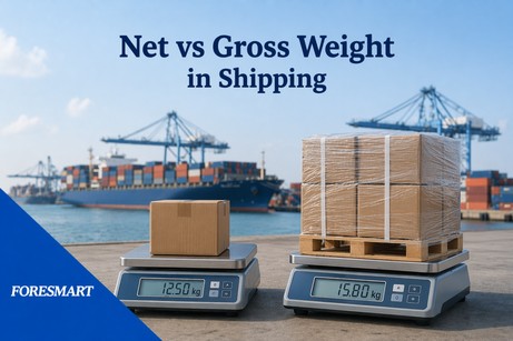 Net vs gross weight shipping infographic.