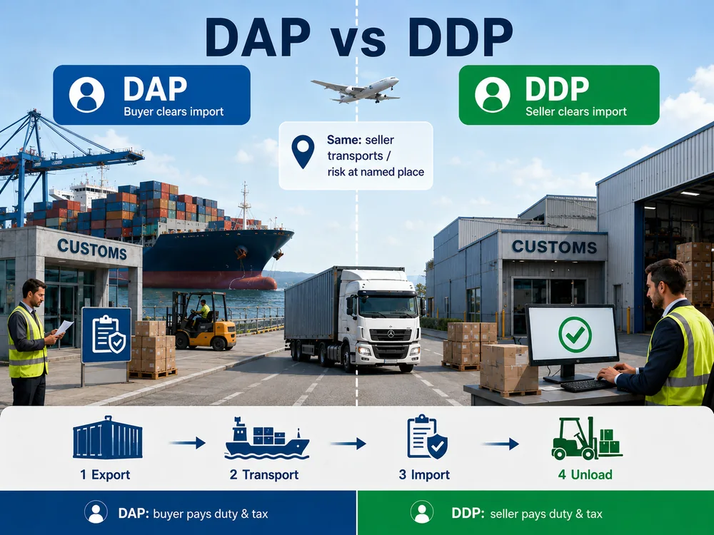 DAP vs DDP import clearance comparison