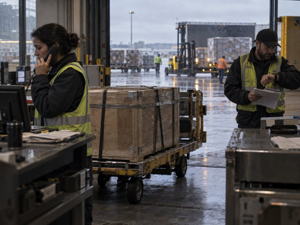 Air cargo screening hold and rebooking
