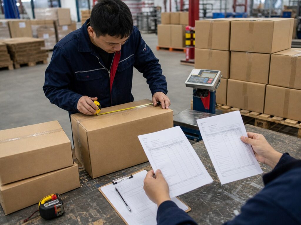 Commercial invoice and packing list check