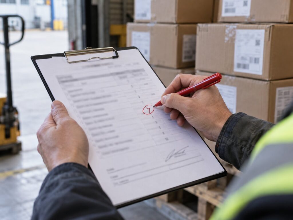 Marking missing cartons on delivery receipt