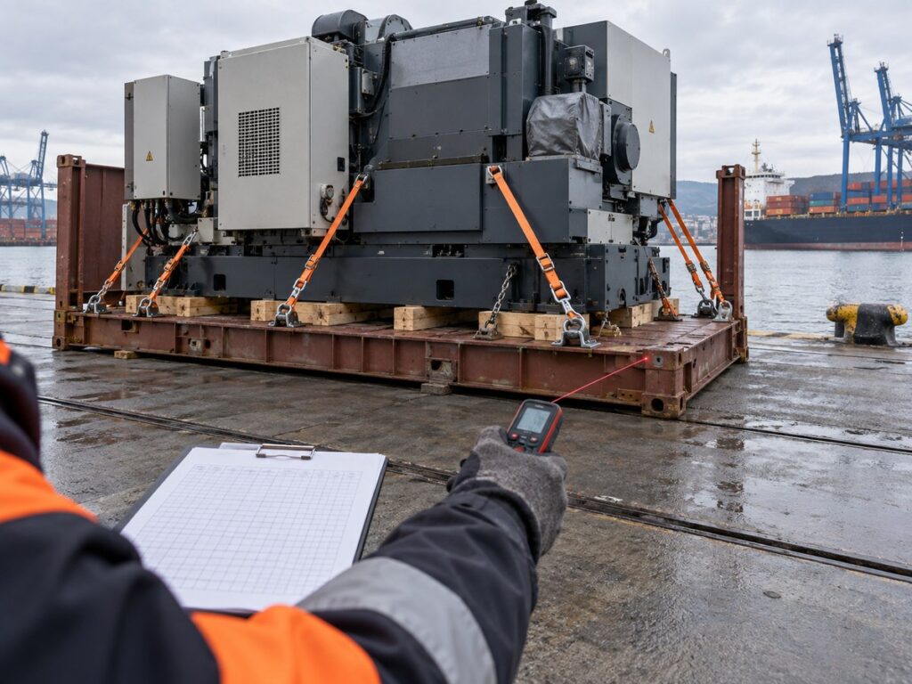 [post-lashing-heavy-machinery-measurement.jpg](C:/Users/Admin/Desktop/Foresmart/assets/article-images/cargo-lashing-flat-rack/post-lashing-heavy-machinery-measurement.jpg)Heavy machinery flat rack cargo measurement