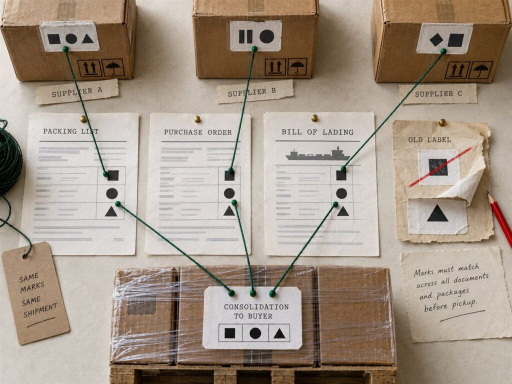Shipping mark document matching check